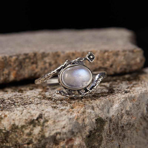S925 Silver Moonstone Ring – Plum Blossom Inspiration