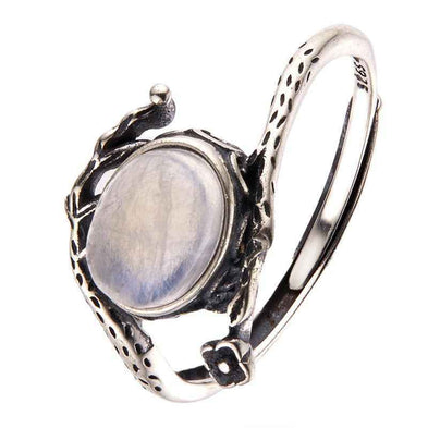 S925 Silver Moonstone Ring – Plum Blossom Inspiration