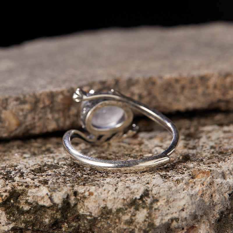 S925 Silver Moonstone Ring – Plum Blossom Inspiration