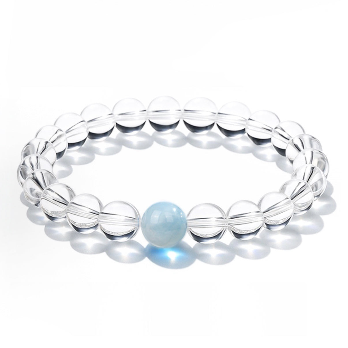 Clear Quartz x Aquamarine Bracelet|Clarity & Calm(6~10mm)