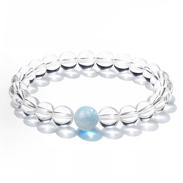 Clear Quartz x Aquamarine Bracelet|Clarity & Calm(6~10mm)