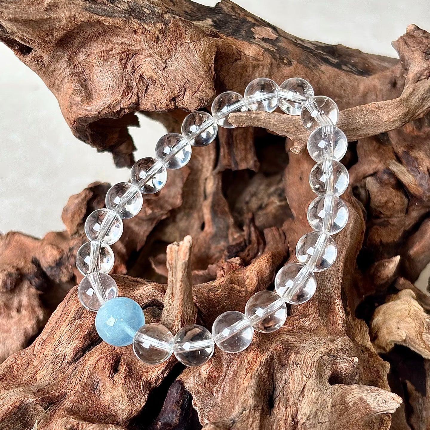 Clear Quartz x Aquamarine Bracelet|Clarity & Calm(6~10mm)