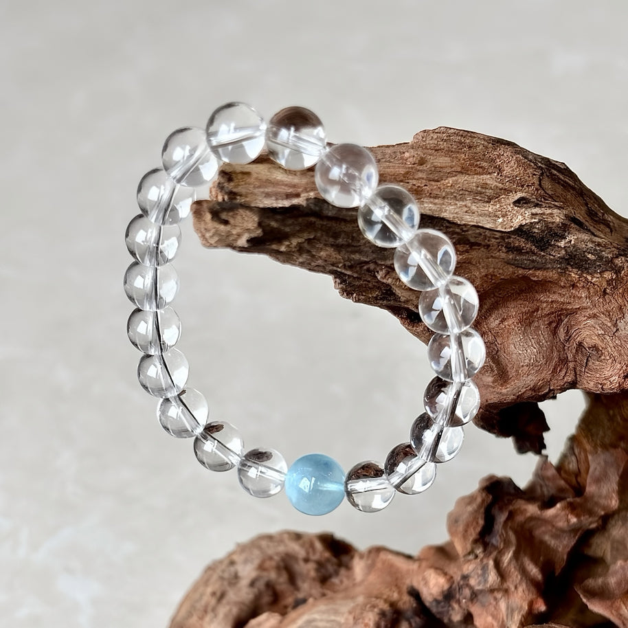 Clear Quartz x Aquamarine Bracelet|Clarity & Calm(6~10mm)