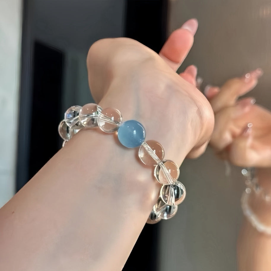 Clear Quartz x Aquamarine Bracelet|Clarity & Calm(6~10mm)