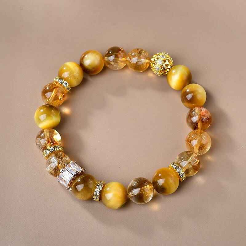 Grounded Abundance | Golden Tiger’s Eye & Rutilated Quartz Bracelet (10mm)