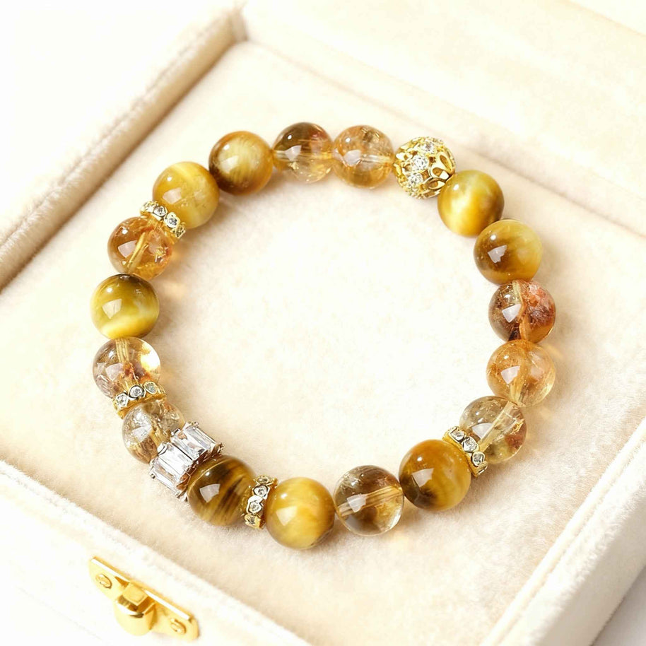 Grounded Abundance | Golden Tiger’s Eye & Rutilated Quartz Bracelet (10mm)