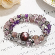 Double Layer Super Amethyst Bracelet – Protection & Spiritual Growth(7mm) - MOONQUIET