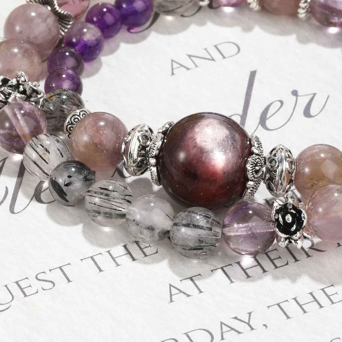 Double Layer Super Amethyst Bracelet – Protection & Spiritual Growth(7mm)