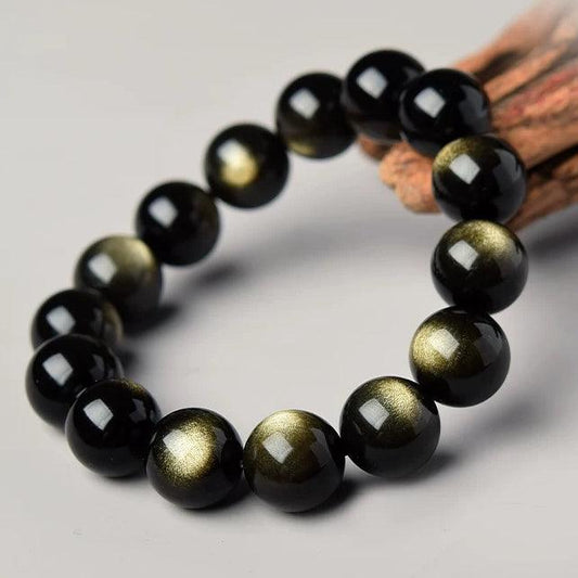 Energiestein für Reichtum | Goldener Obsidian Schutz &amp; Wohlstand (10mm)