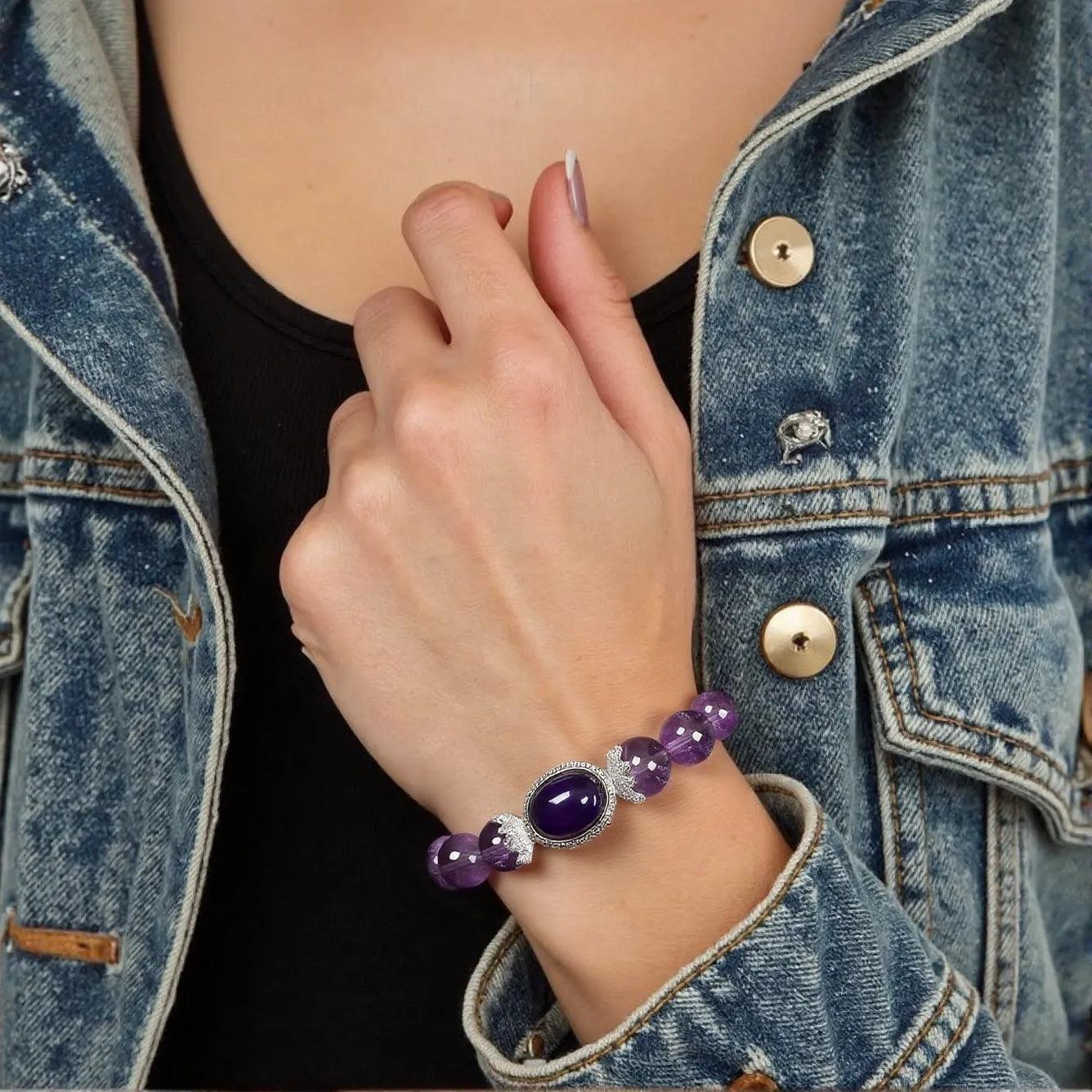 [Designer Edition] Kristall für spirituelles Wachstum | Ascension Amethyst Armband Weisheit &amp; Transformation (12mm)