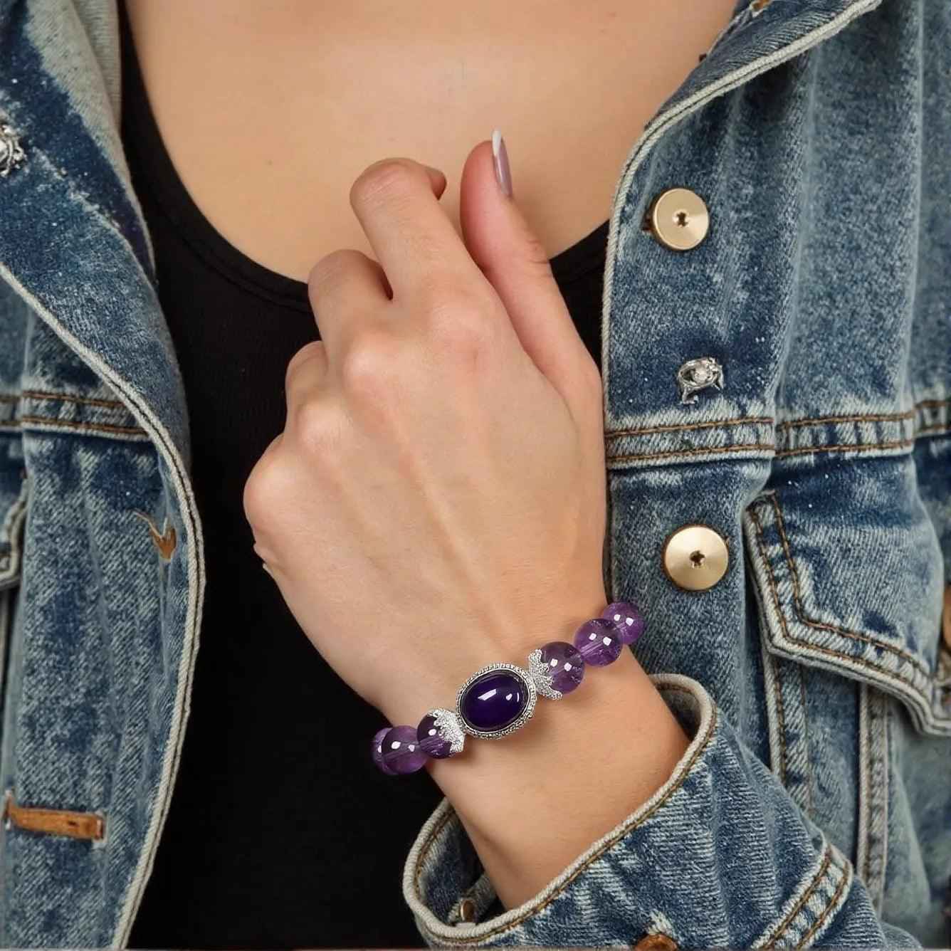 Spiritual Growth Crystal | Ascension Amethyst Bracelet Wisdom & Transformation(12mm)