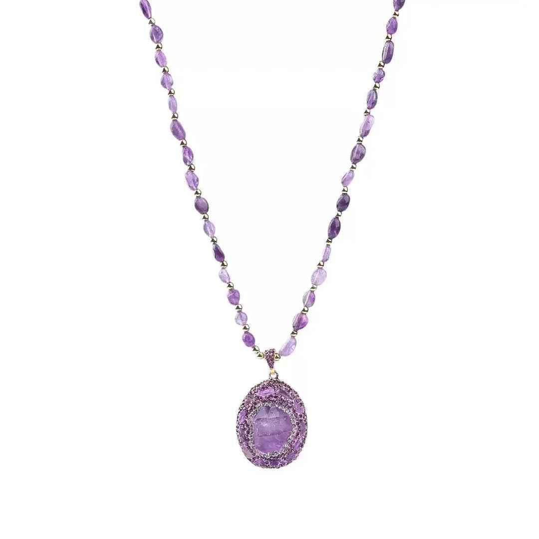 Natural Amethyst Energy Necklace | Spiritual Shield & Inner Peace