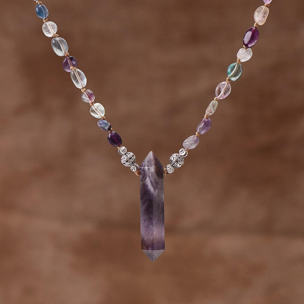 Natürliche Amethyst-Spitzenkette | Intuition &amp; Balance