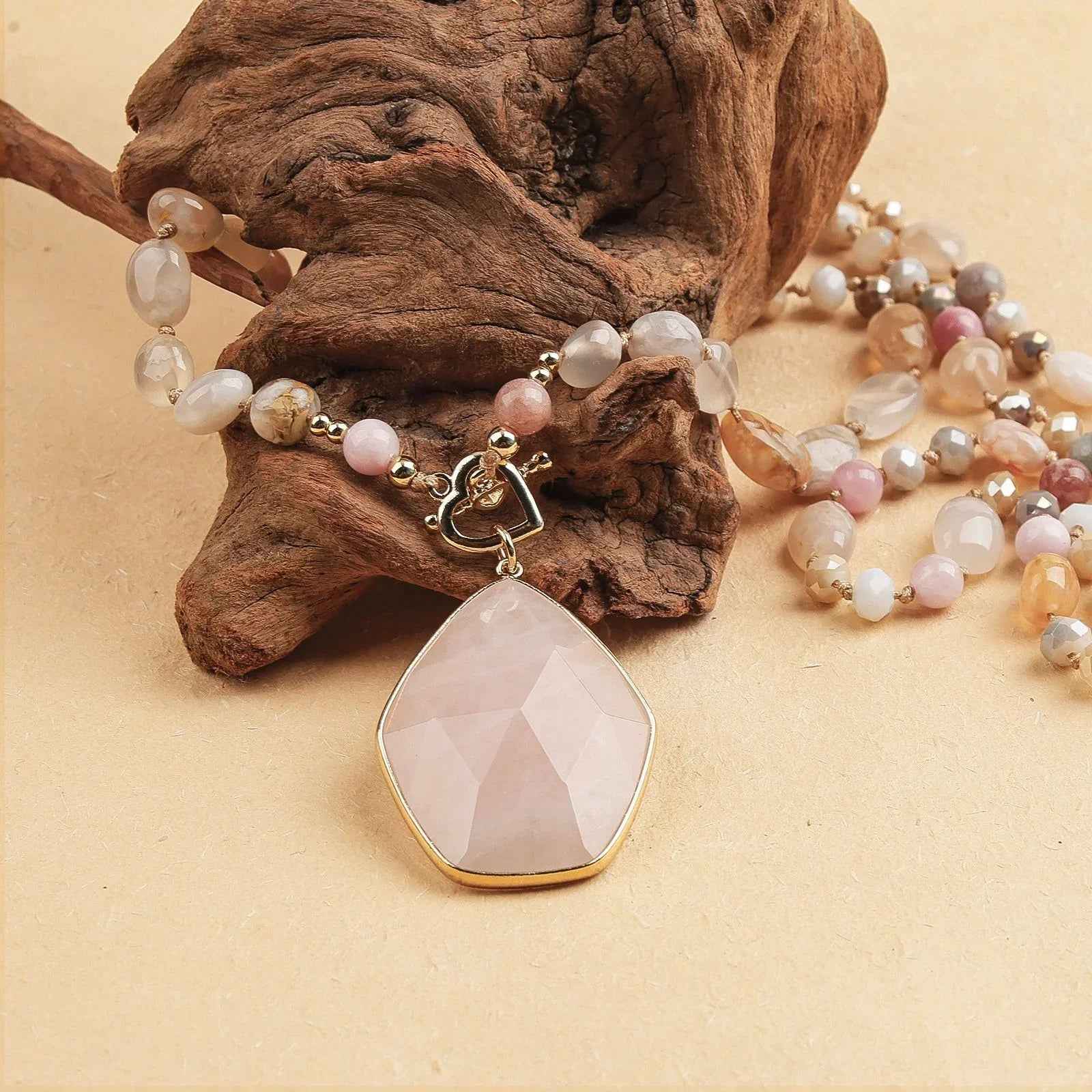 Rose Quartz Heart Necklace | Love, Healing & Inner Peace
