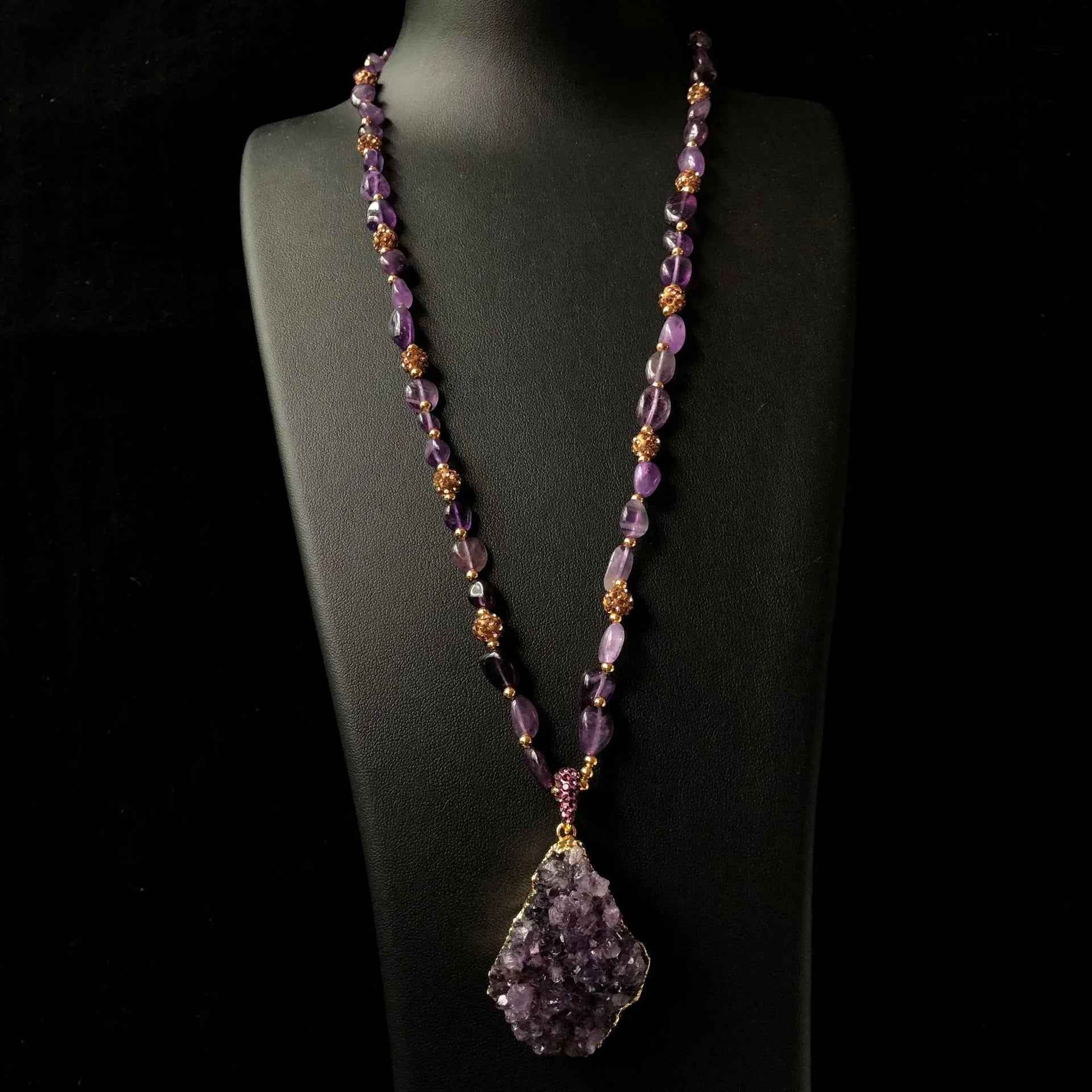 Raw Amethyst Cluster Necklace｜Spiritual Focus & Energy