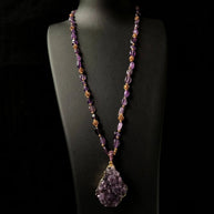 Raw Amethyst Cluster Necklace｜Spiritual Focus & Energy - MOONQUIET