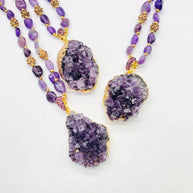 Raw Amethyst Cluster Necklace｜Spiritual Focus & Energy - MOONQUIET