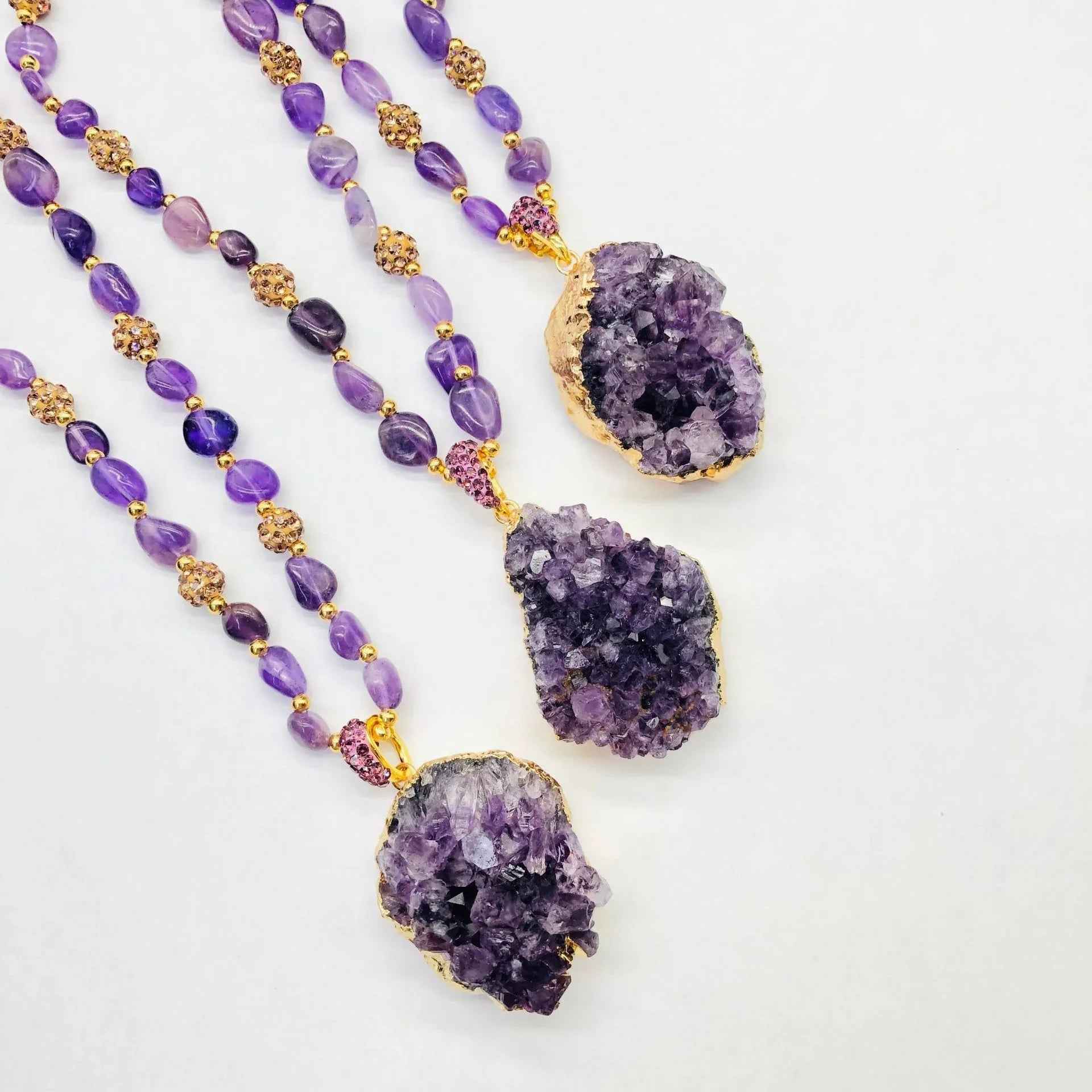 Raw Amethyst Cluster Necklace｜Spiritual Focus & Energy