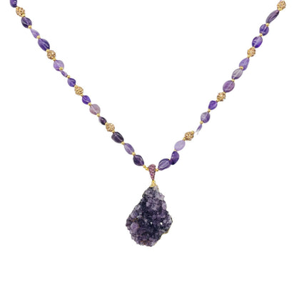Raw Amethyst Cluster Necklace｜Spiritual Focus & Energy