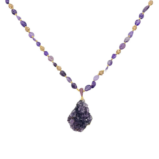Rohe Amethyst-Cluster-Halskette|Spirituelle Konzentration &amp; Energie