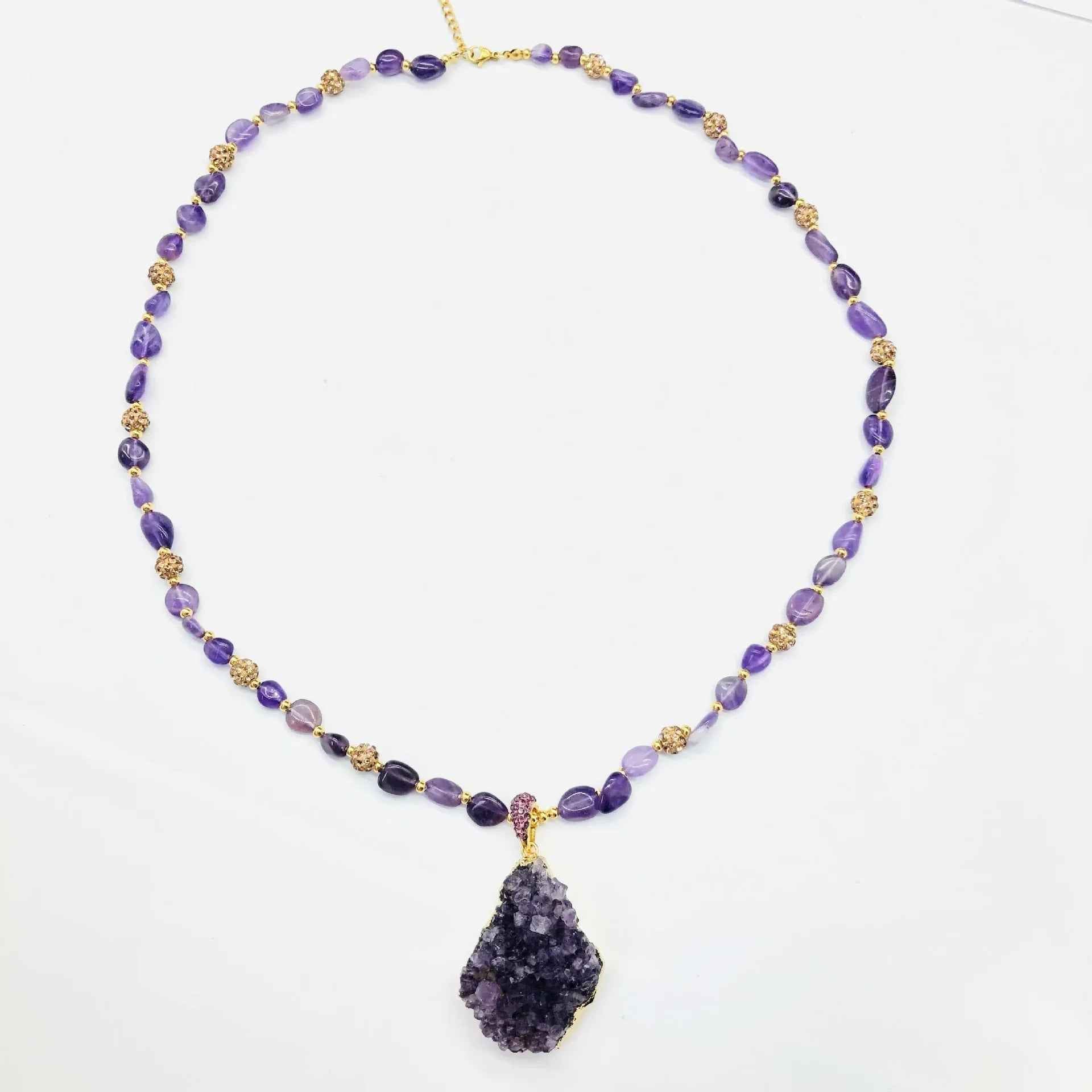 Raw Amethyst Cluster Necklace｜Spiritual Focus & Energy