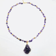 Raw Amethyst Cluster Necklace｜Spiritual Focus & Energy - MOONQUIET