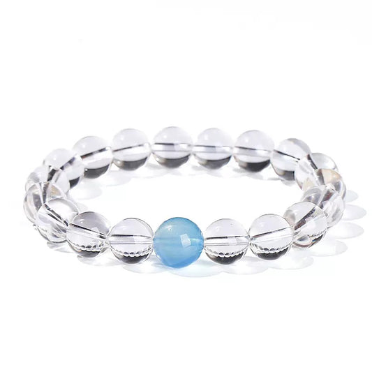 [Designer Edition] Armband aus Bergkristall und Aquamarin | Klarheit und Ruhe (8 mm)