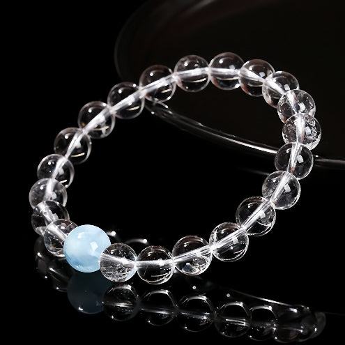 [Designer Edition] Armband aus Bergkristall und Aquamarin | Klarheit und Ruhe (8 mm)