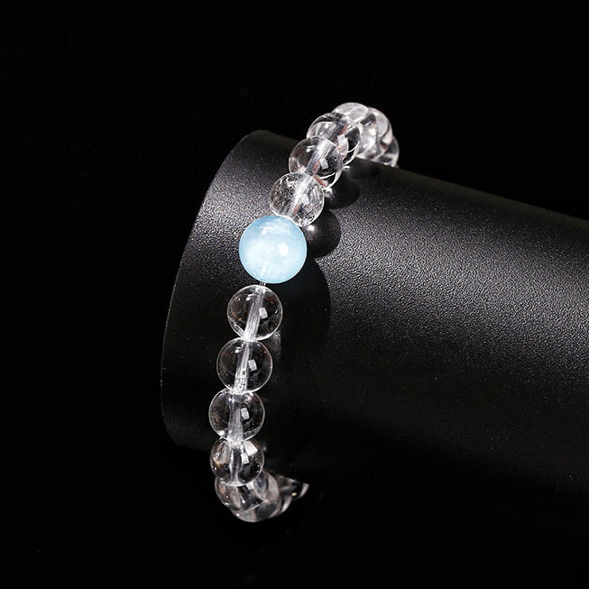 [Designer Edition] Armband aus Bergkristall und Aquamarin | Klarheit und Ruhe (8 mm)