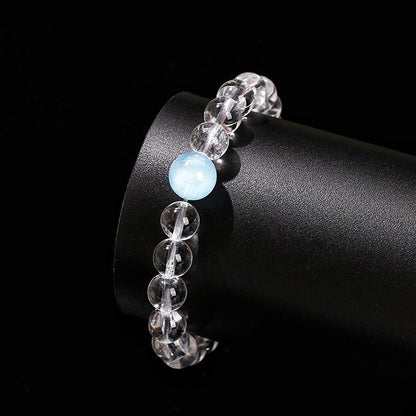 [Designer Edition] Armband aus Bergkristall und Aquamarin | Klarheit und Ruhe (8 mm)