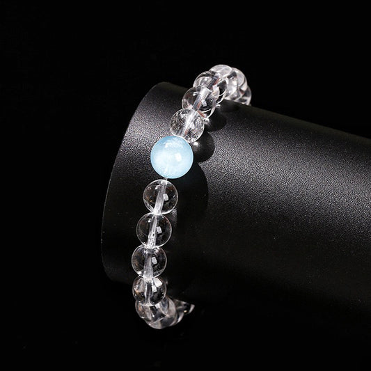 [Designer Edition] Armband aus Bergkristall und Aquamarin | Klarheit und Ruhe (8 mm)