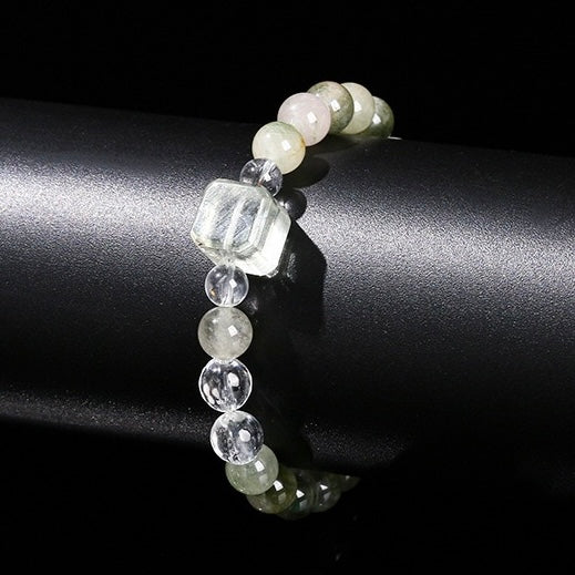 [Designer Edition] Ruhiges Wachstumsarmband | Grüner Rutilquarz x Bergkristall (8 mm)