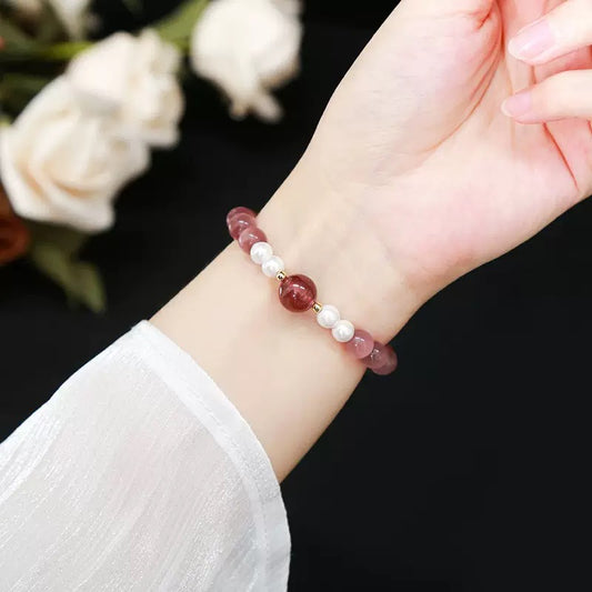 [Designer Edition] Love &amp; Self Armband｜Katzenauge x Erdbeerquarz (8mm)