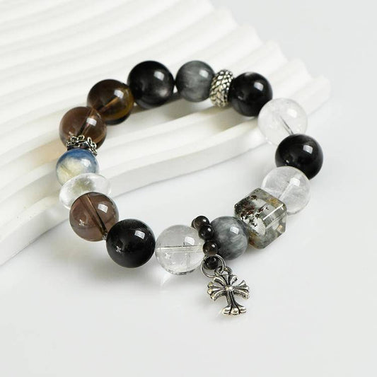 Energy Protection Bracelet | Phantom Quartz, Smoky Quartz(12.5-14.5mm)