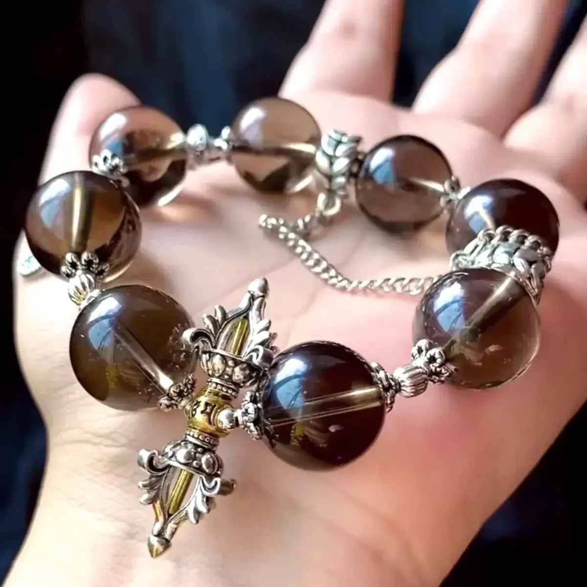 Health Energy Crystal | Smoky Quartz Bracelet Stability & Protection(18mm)