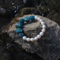 Freshwater Pearl & Blue Apatite Bracelet