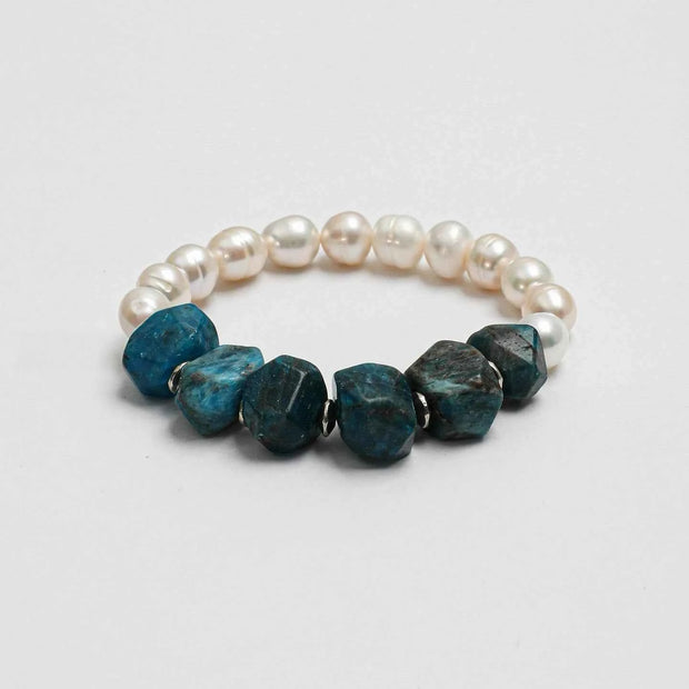 Freshwater Pearl & Blue Apatite Bracelet