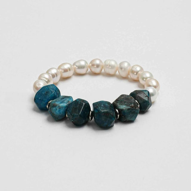 Freshwater Pearl & Blue Apatite Bracelet