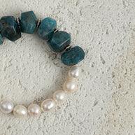 Freshwater Pearl & Blue Apatite Bracelet