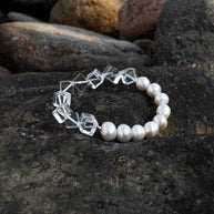 Clear Quartz & Freshwater Pearl Bracelet