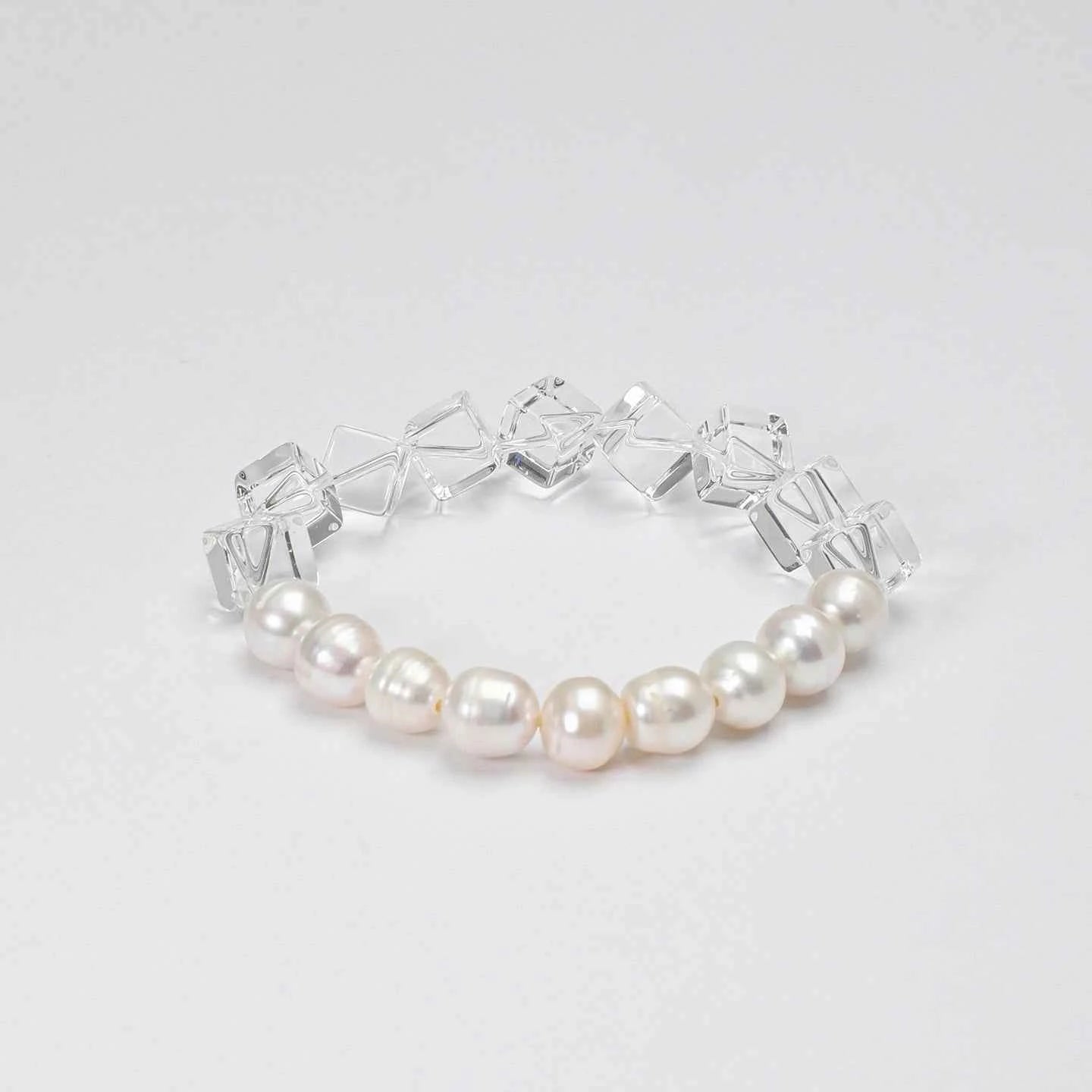 Clear Quartz & Freshwater Pearl Bracelet
