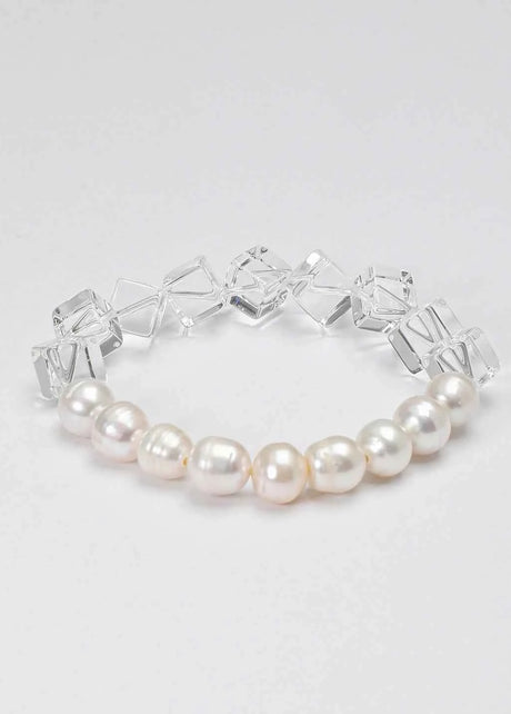 Clear Quartz & Freshwater Pearl Bracelet