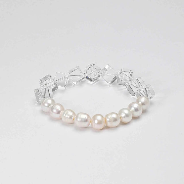 Clear Quartz & Freshwater Pearl Bracelet