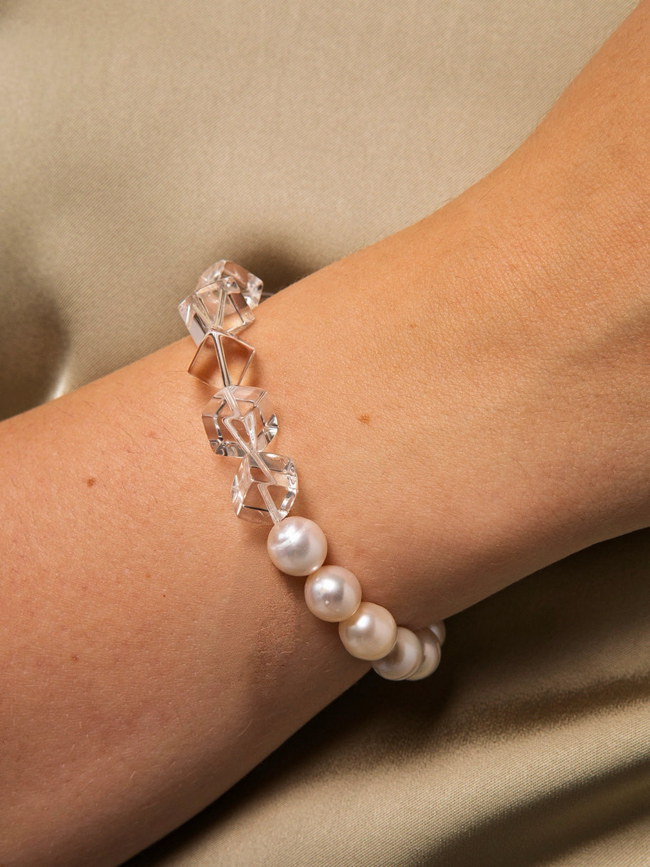 Clear Quartz & Freshwater Pearl Bracelet