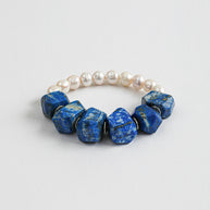 Lapis Lazuli & Freshwater Pearl Bracelet | Wisdom & Calm