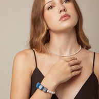 Lapis Lazuli & Freshwater Pearl Bracelet | Wisdom & Calm