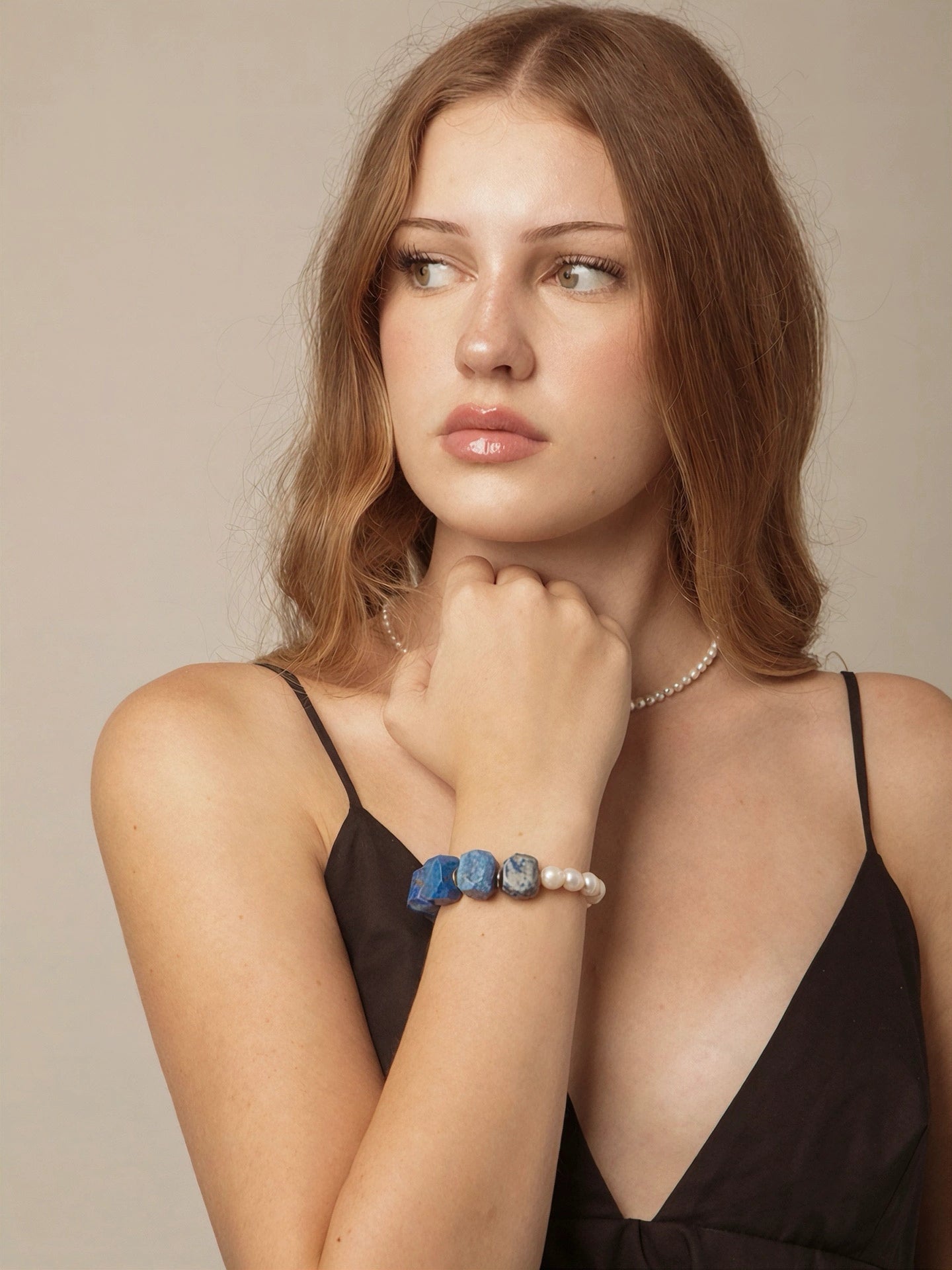 Lapis Lazuli & Freshwater Pearl Bracelet | Wisdom & Calm