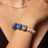 Lapis Lazuli & Freshwater Pearl Bracelet | Wisdom & Calm