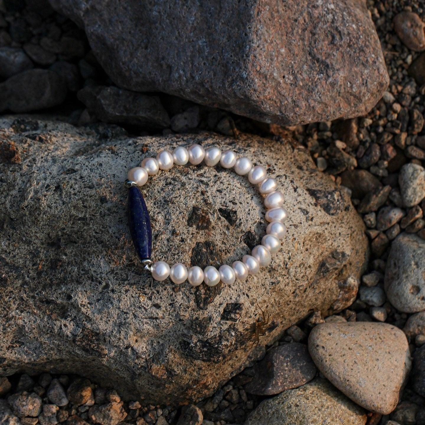 Afghan Lapis Lazuli & Freshwater Pearl Bracelet | Clarity & Grace