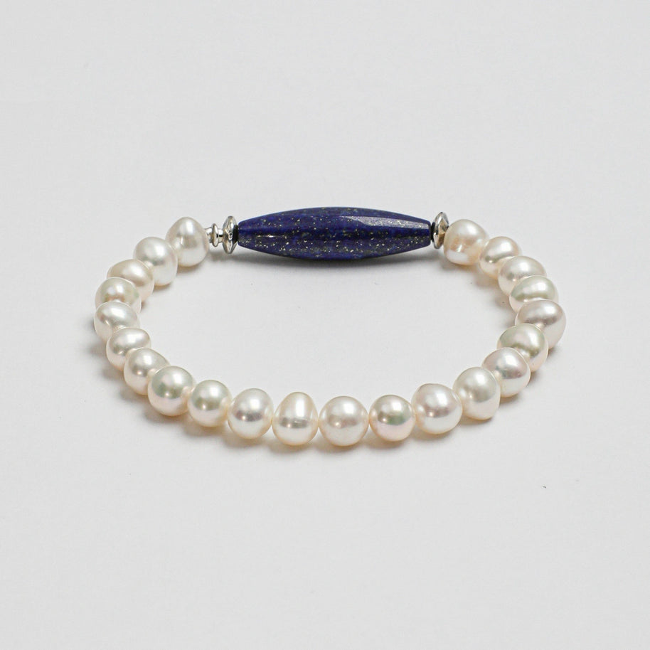 Afghan Lapis Lazuli & Freshwater Pearl Bracelet | Clarity & Grace